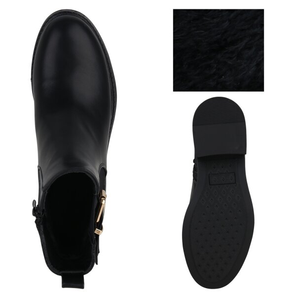 Stiefelparadies Damen Biker Boots in Schwarz 50% Rabatt mit kostenlosem Versand