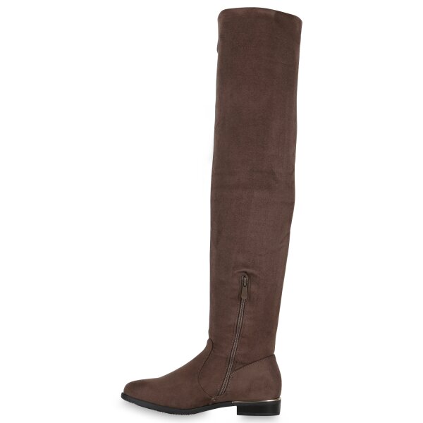 Stiefelparadies Damen Overknees in Khaki Black Friday Preise