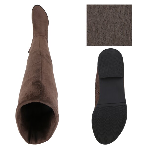 Stiefelparadies Damen Overknees in Khaki Black Friday Preise