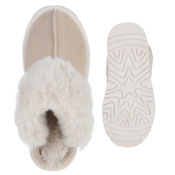 Stiefelparadies Damen Pantoffeln in Beige zollfrei