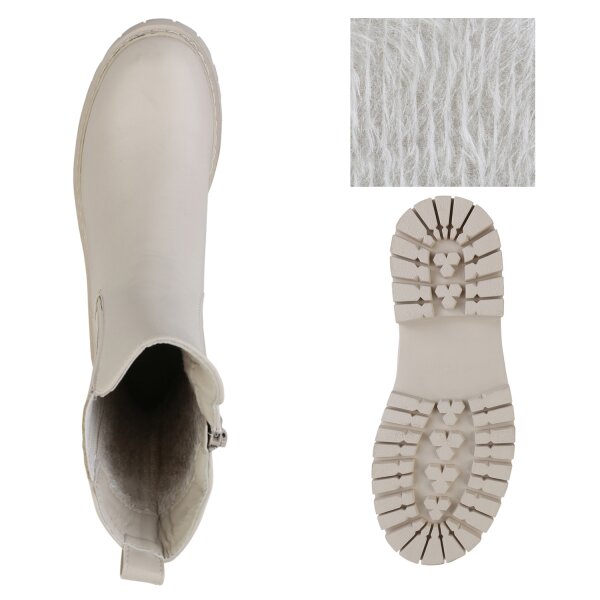 Stiefelparadies Damen Klassische Stiefel in Beige Auslauf