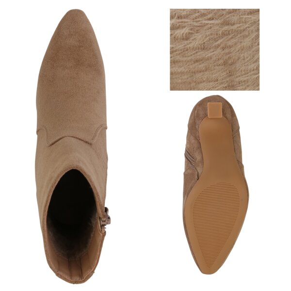 Stiefelparadies Damen Klassische Stiefeletten in Hellbraun Günstiger Verkauf