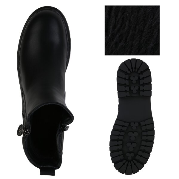 Stiefelparadies Damen Klassische Stiefeletten in Schwarz Fabrikverkauf