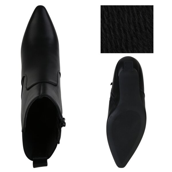 Stiefelparadies Damen Klassische Stiefeletten in Schwarz Kostenloser Versand