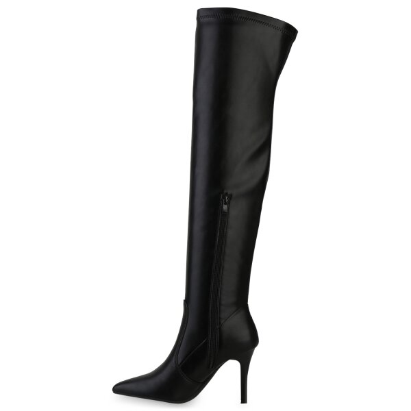 Stiefelparadies Damen Overknees in Schwarz Fabrikpreis