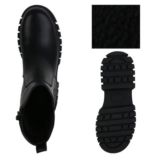 Stiefelparadies Damen Plateau Boots in Schwarz Versandkostenfrei