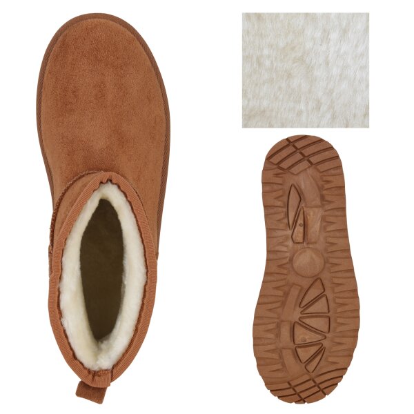 Stiefelparadies Damen Winter Boots in Hellbraun Großer Ausverkauf