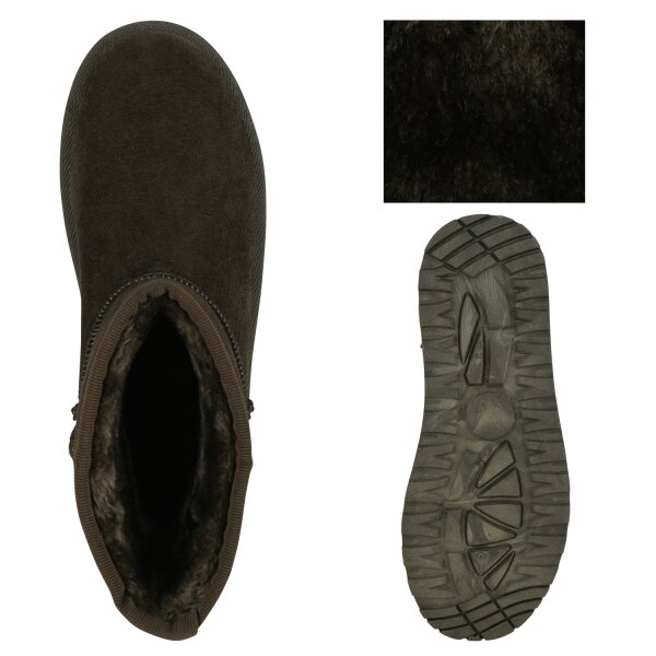 Stiefelparadies Damen Winter Boots in Olivgrün Black Friday