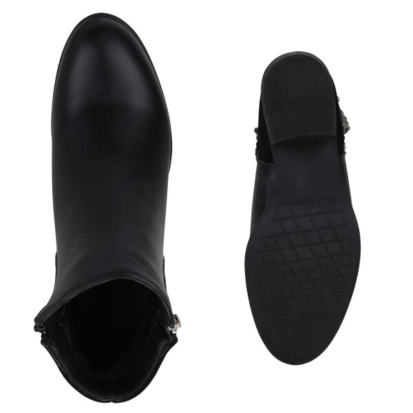 Stiefelparadies Damen Klassische Stiefeletten in Schwarz Muttertagsangebot
