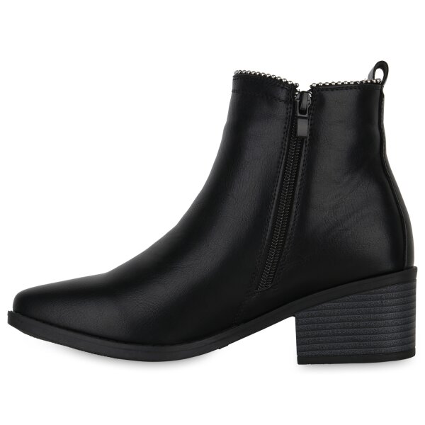Stiefelparadies Damen Klassische Stiefeletten in Schwarz Vatertagsangebot