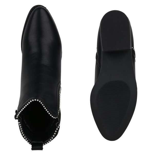 Stiefelparadies Damen Klassische Stiefeletten in Schwarz Vatertagsangebot