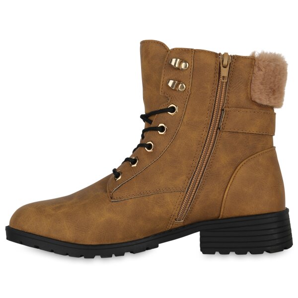 Stiefelparadies Damen Worker Boots in Hellbraun Valentinstagsangebot