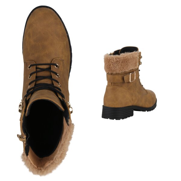 Stiefelparadies Damen Worker Boots in Hellbraun Valentinstagsangebot