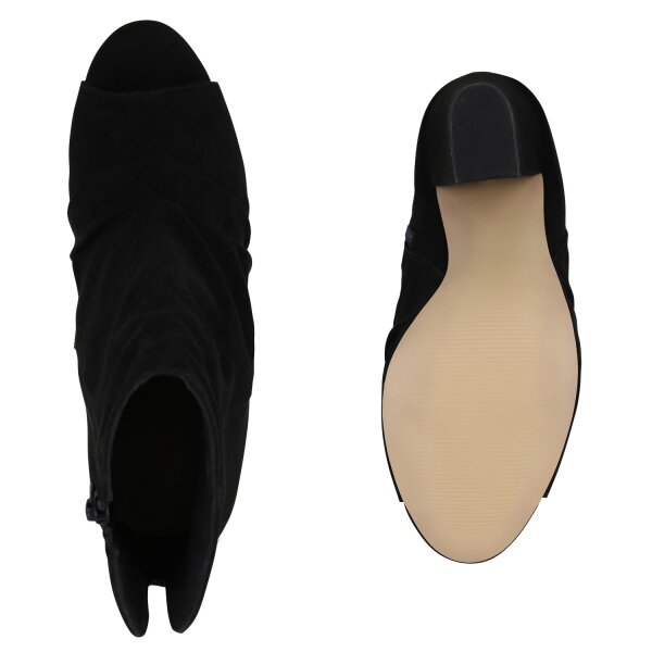 Stiefelparadies Damen Peeptoes in Schwarz Neueste Mode