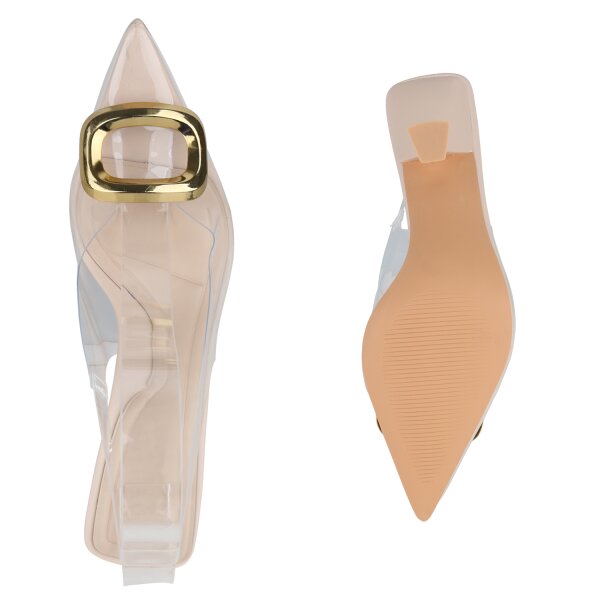 Stiefelparadies Damen Slingpumps in Beige Zeitlich begrenztes Angebot