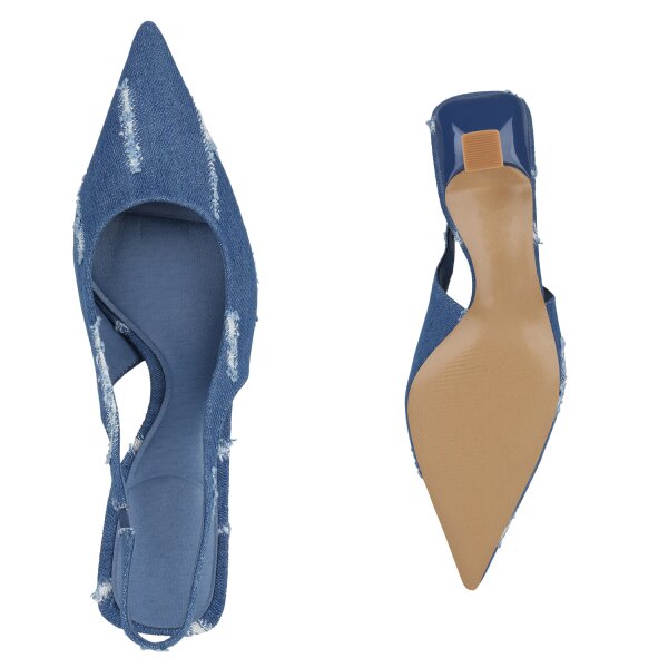 Stiefelparadies Damen Slingpumps in Dunkelblau Exklusive Angebote