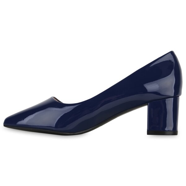 Stiefelparadies Damen Klassische Pumps in Dunkelblau Lack Räumungsverkauf