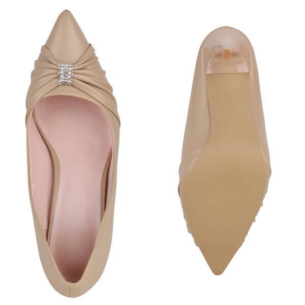 Stiefelparadies Damen Klassische Pumps in Khaki Sonderangebote