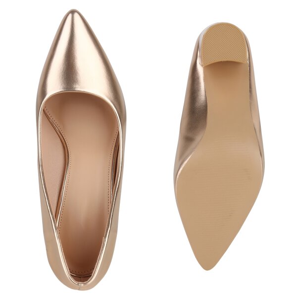 Stiefelparadies Damen Klassische Pumps in Rose Gold VIP-Rabatte