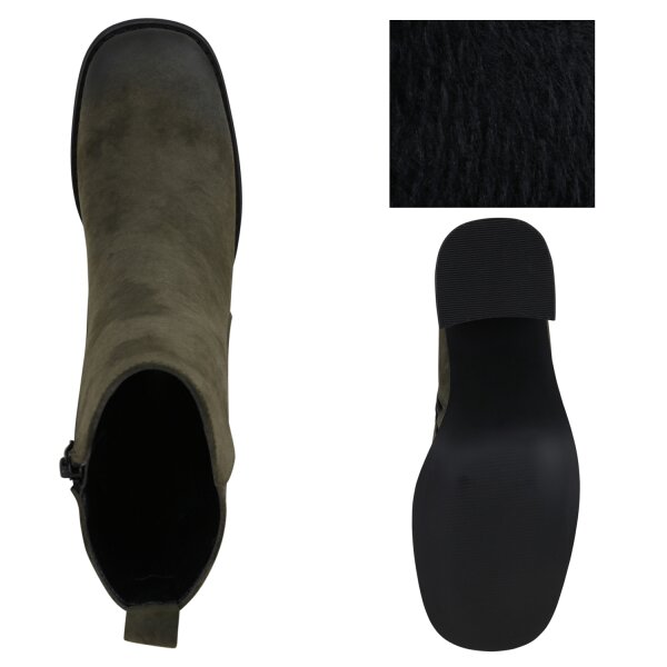 Stiefelparadies Damen Klassische Stiefeletten in Olivgrün Wochenangebot