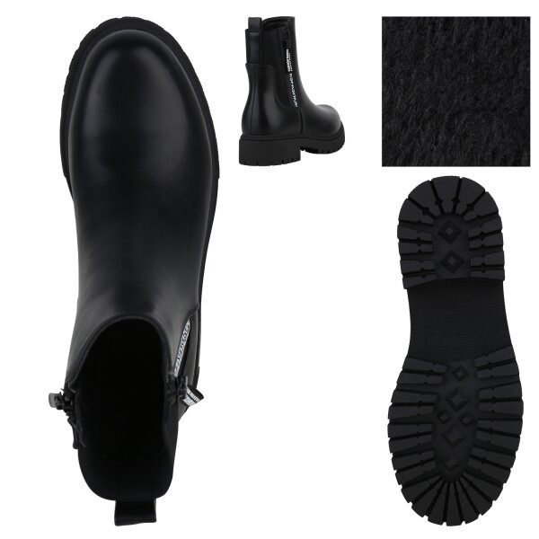 Stiefelparadies Damen Klassische Stiefeletten in Schwarz Letzte 3 Tage