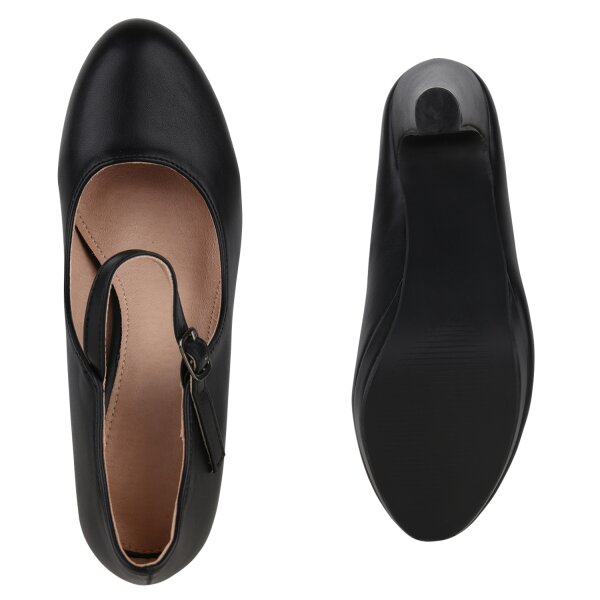Stiefelparadies Damen Mary Janes in Schwarz Letzter Tag