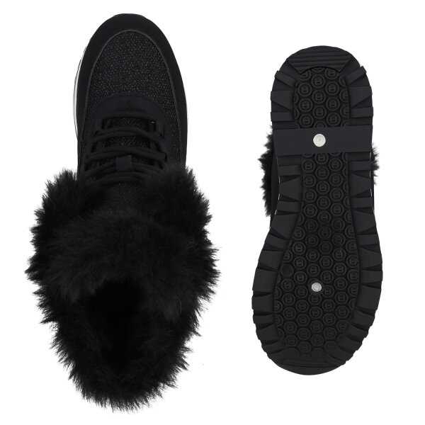 Stiefelparadies Damen Sneakerstiefel in Schwarz Bis zu 65% Rabatt