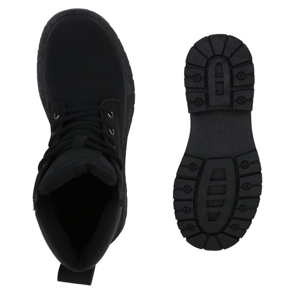Stiefelparadies Damen Worker Boots in Schwarz Nur noch ein Tag übrig