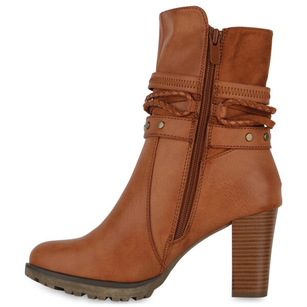 Stiefelparadies Damen Biker Boots in Hellbraun 50% Rabatt mit kostenlosem Versand
