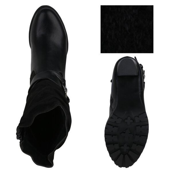Stiefelparadies Damen Biker Boots in Schwarz Clearance-Verkauf
