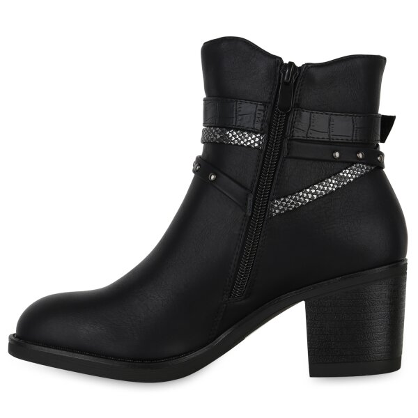 Stiefelparadies Damen Biker Boots in Schwarz Kroko Fabrikladen