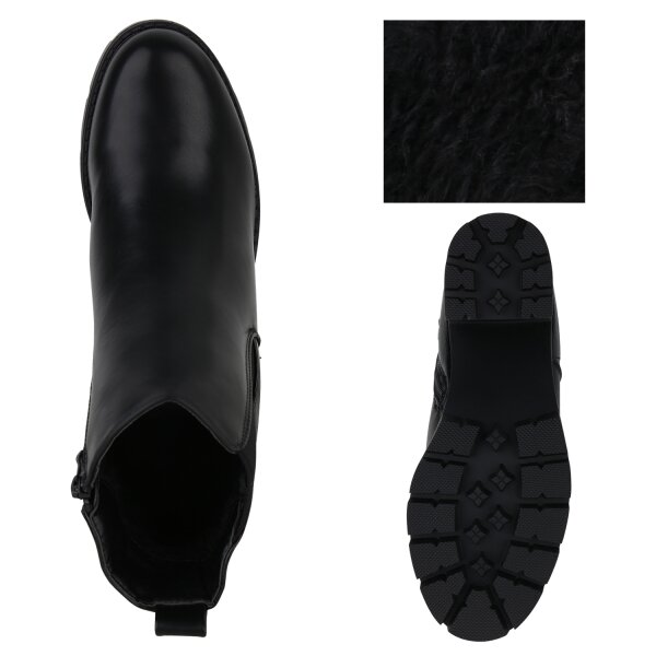 Stiefelparadies Damen Klassische Stiefeletten in Schwarz Snake Outlet