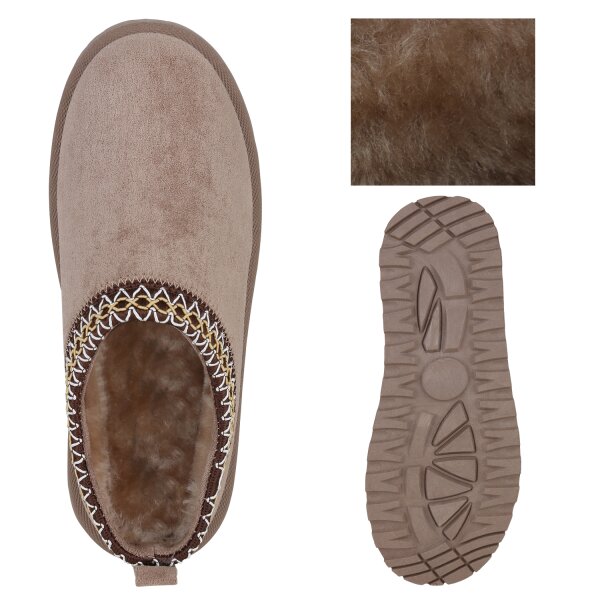 Stiefelparadies Damen Pantoffeln in Taupe Angebote