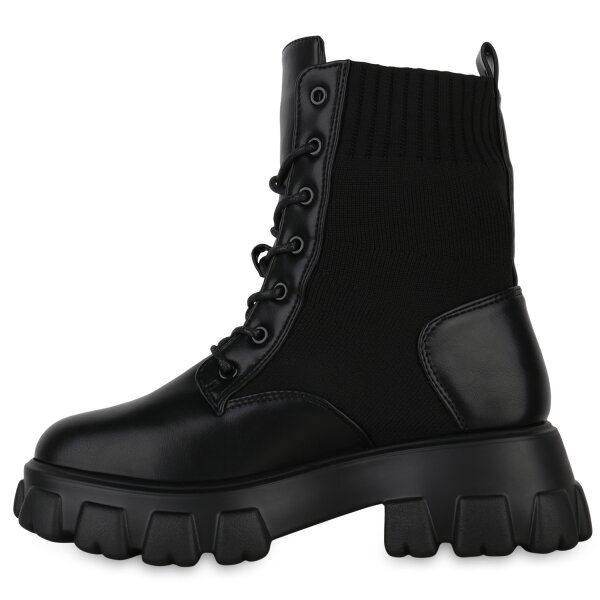 Stiefelparadies Damen Plateau Boots in Schwarz Hotsell