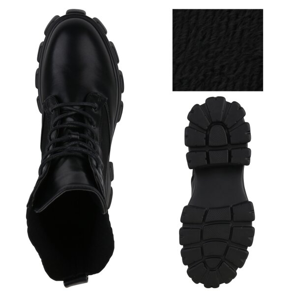 Stiefelparadies Damen Plateau Boots in Schwarz Hotsell