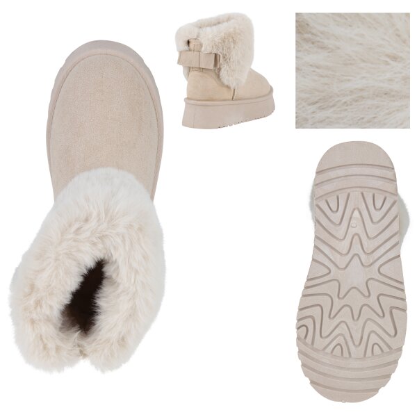 Stiefelparadies Damen Winter Boots in Beige Kostenloser Versand