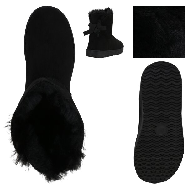 Stiefelparadies Damen Schlupfstiefeletten in Schwarz Fabrik Onlineshop