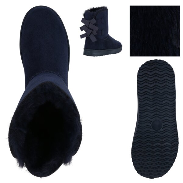 Stiefelparadies Damen Winter Boots in Dunkelblau Sonderangebot