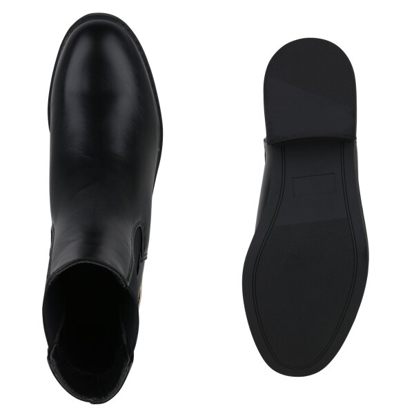 Stiefelparadies Damen Chelsea Boots in Schwarz Versandkostenfrei