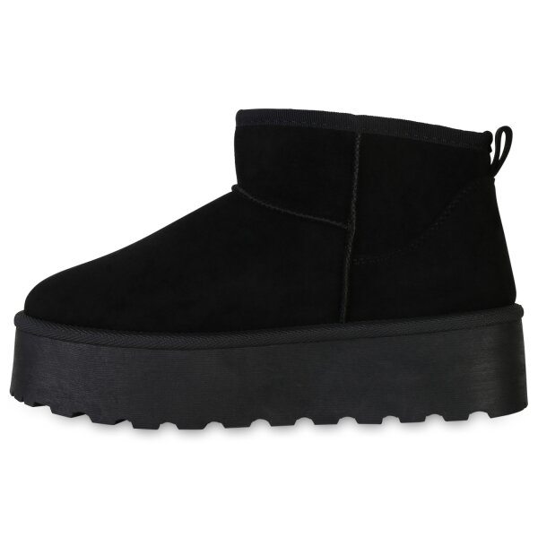 Stiefelparadies Damen Plateau Boots in Schwarz Weihnachtsangebot