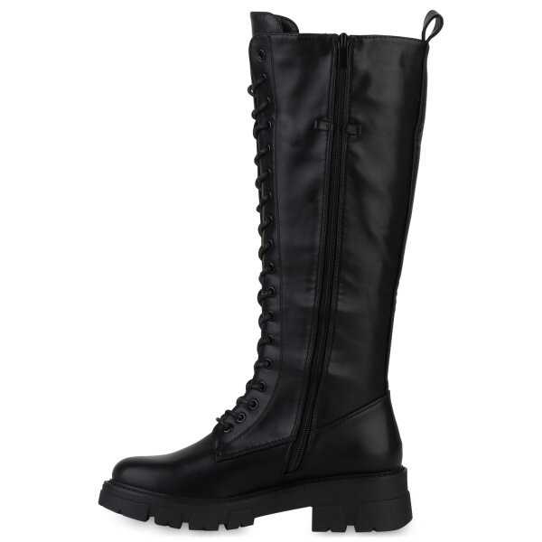 Stiefelparadies Damen Schnürstiefel in Schwarz Osterangebot