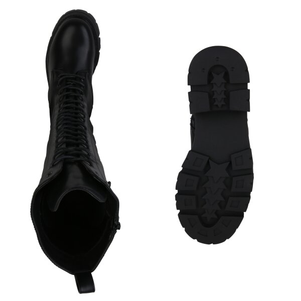 Stiefelparadies Damen Schnürstiefel in Schwarz Osterangebot