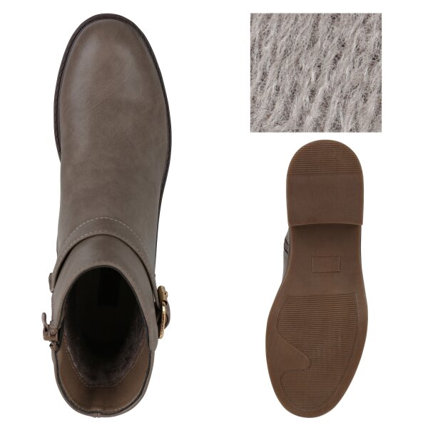 Stiefelparadies Damen Biker Boots in Khaki Top Angebot