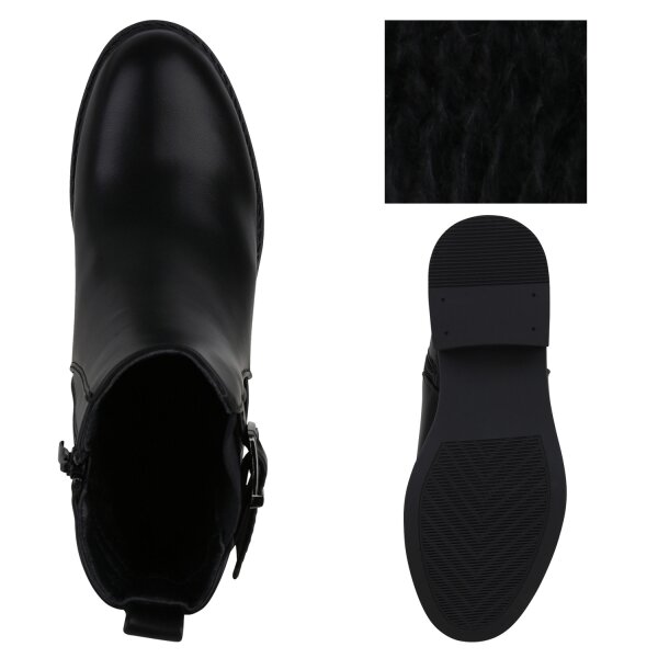 Stiefelparadies Damen Biker Boots in Schwarz Neueste Mode