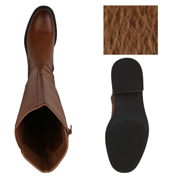 Stiefelparadies Damen Klassische Stiefel in Hellbraun Neuheiten