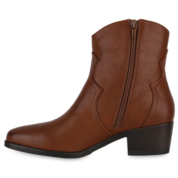 Stiefelparadies Damen Cowboy Boots in Hellbraun Tiefpreis