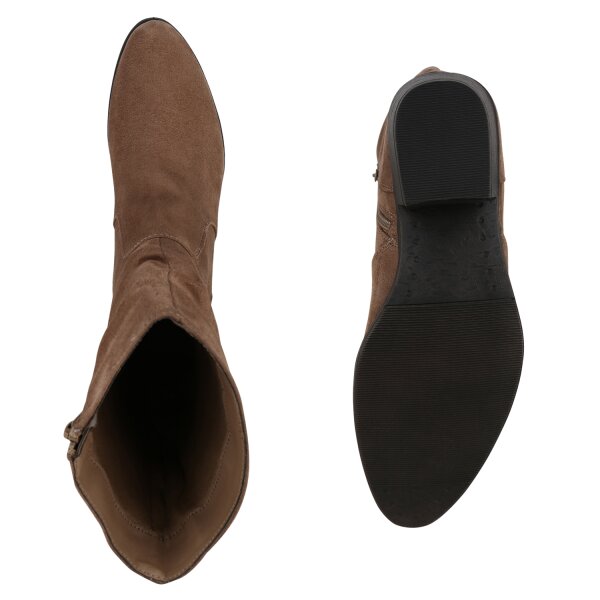 Stiefelparadies Damen Klassische Stiefel in Tan Letzte 3 Tage
