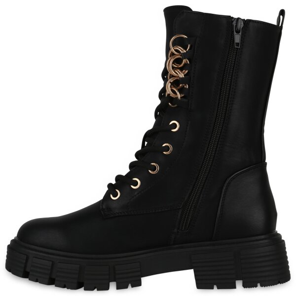 Stiefelparadies Damen Schnürstiefel in Schwarz Bis zu 50% Rabatt
