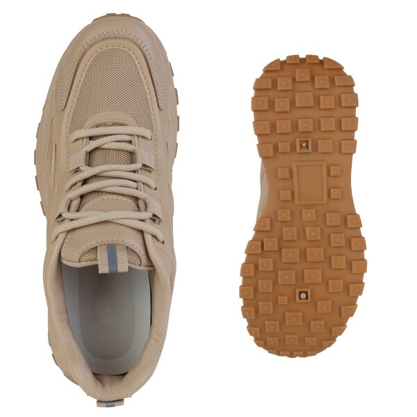 Stiefelparadies Damen Plateau Sneaker in Khaki Discount Store für neue Produkte