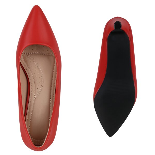 Stiefelparadies Damen Spitze Pumps in Rot 50% Rabatt für begrenzte Zeit